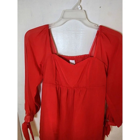 New Isabel Maternity Women's Red 3/4 Sleeve Square Neck Blouse Size S - Picture 2 of 4